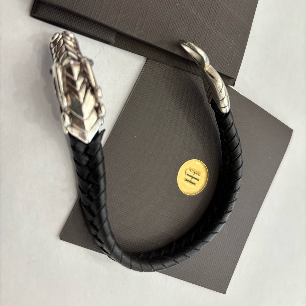 John Hardy Naga silver & leather bracelet